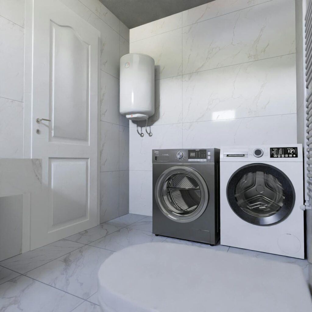 Modern laundry room with washer and dryer